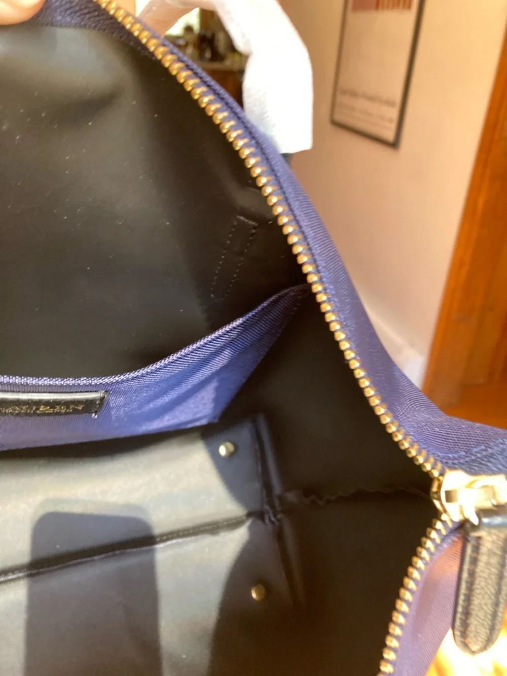 LAUREN RALPH LAUREN Navy Tote with Gold RLL Emblem - Picture 5 of 6